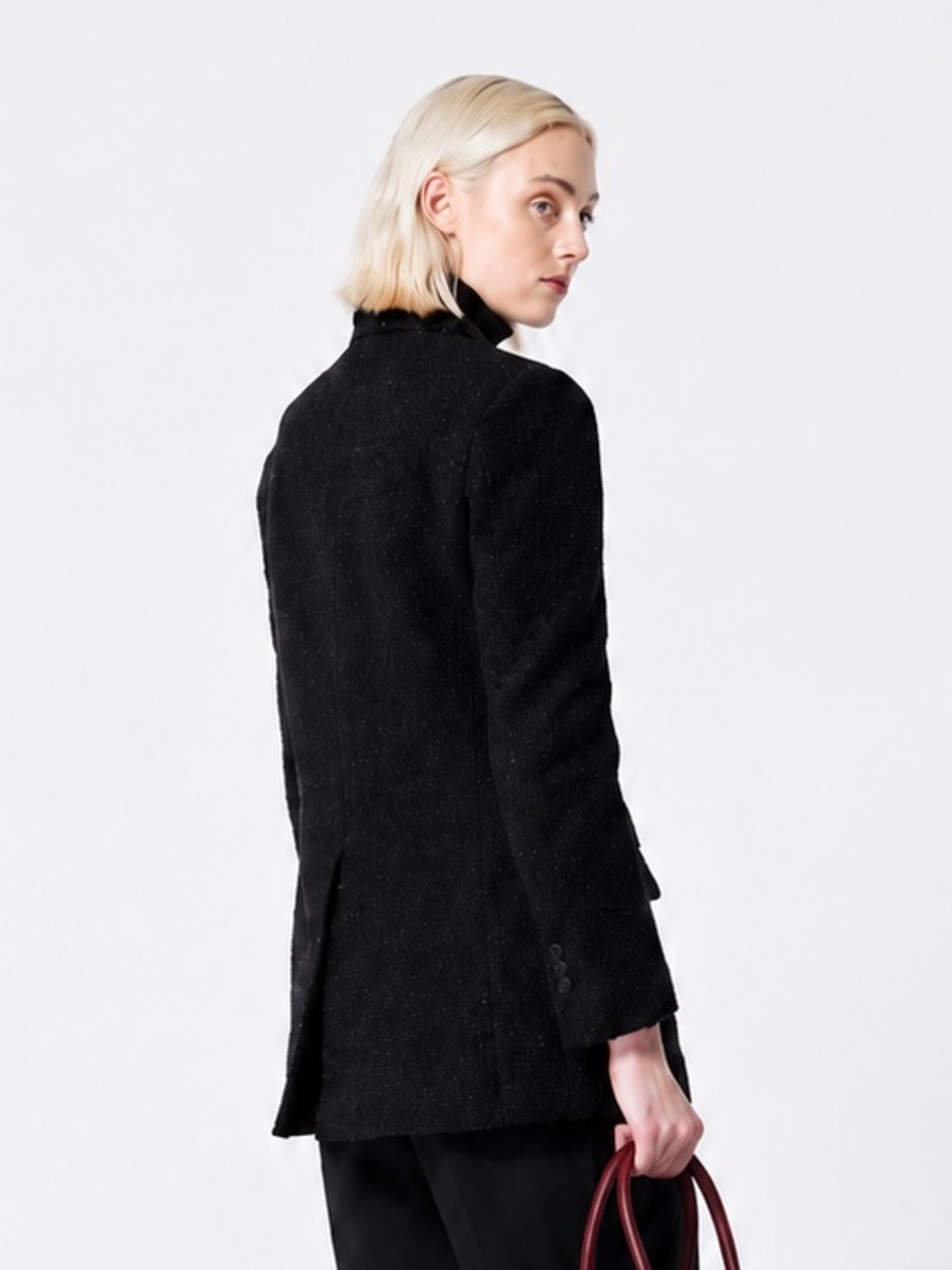 NWOT The Kooples Black Tweed Taylored Blazer Office Chic Career Quiet Luxury 34 - Picture 3 of 12